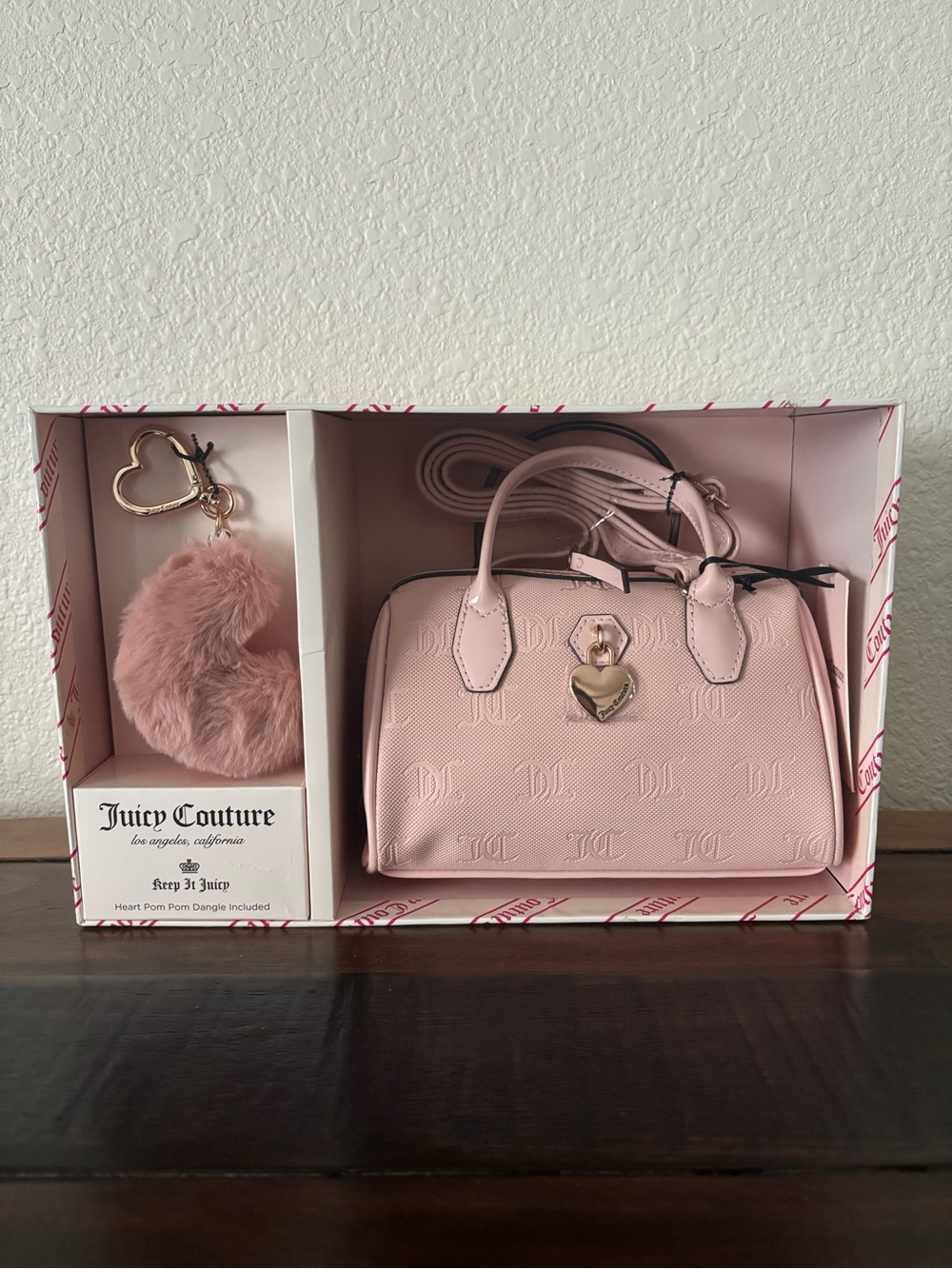 Juicy Couture Light Pink Crossbody Satchel with Heart Charm